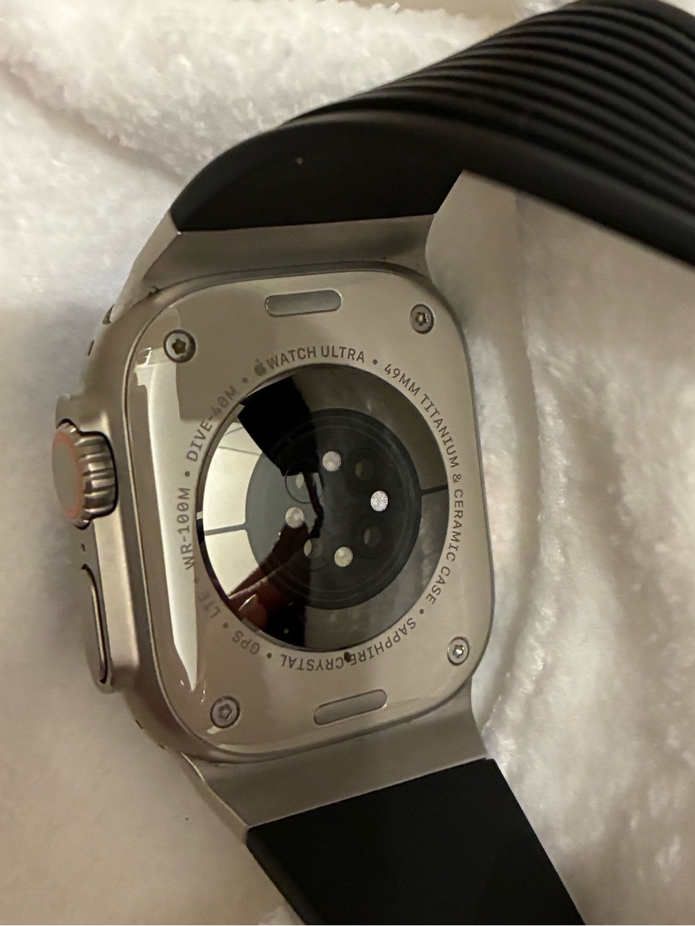Apple Watch Ultra Titanium Case with Black Sport Band